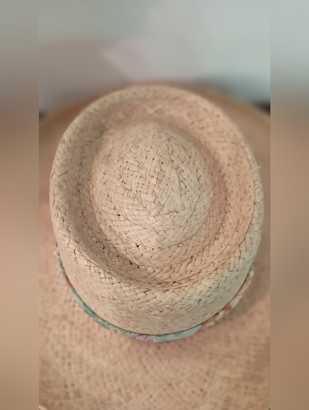Straw Panama Hat with Floral Band - Natural - Picture 13 of 13